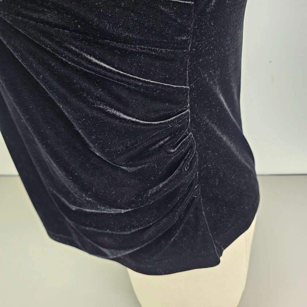 Soft Surroundings Black Velvet Faux Wrap Ruched V-Neck Top PL 37120 - Picture 3 of 11